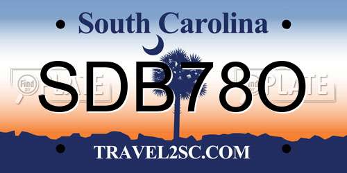 SDB78O South Carolina License Plate