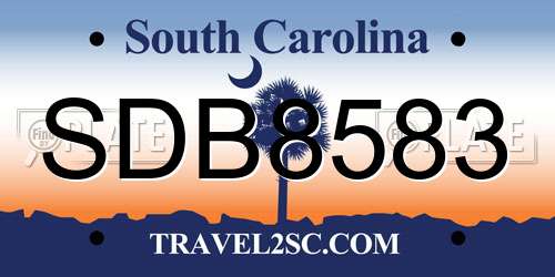 SDB8583 South Carolina License Plate