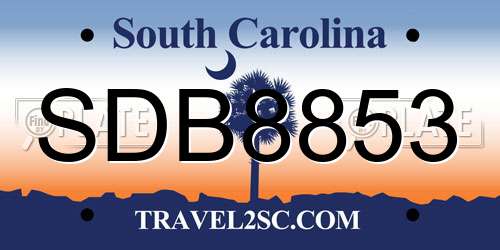 SDB8853 South Carolina License Plate