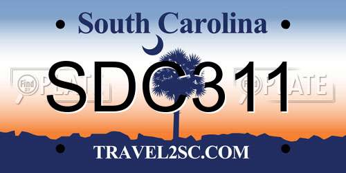 SDC311 South Carolina License Plate