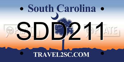 SDD211 South Carolina License Plate