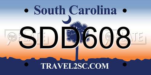SDD608 South Carolina License Plate