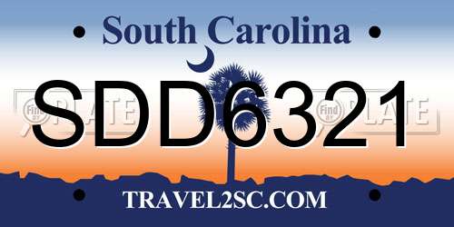 SDD6321 South Carolina License Plate