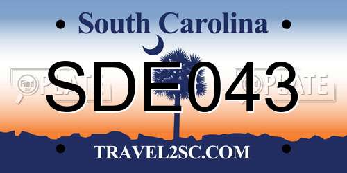 SDE043 South Carolina License Plate