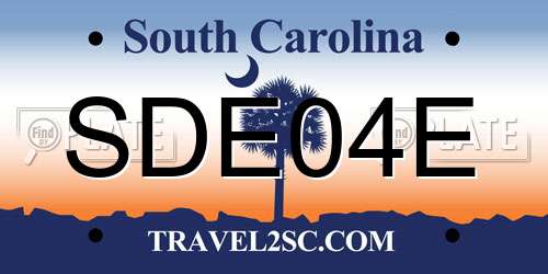 SDE04E South Carolina License Plate