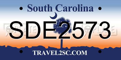 SDE2573 South Carolina License Plate