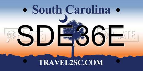 SDE36E South Carolina License Plate