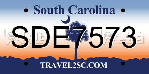 SDE7573 South Carolina License Plate