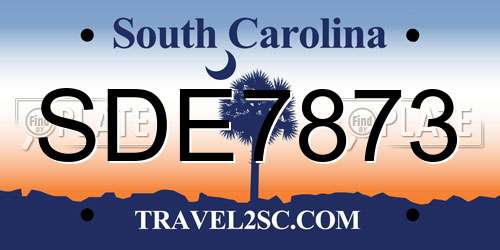 SDE7873 South Carolina License Plate