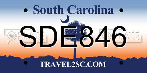 SDE846 South Carolina License Plate