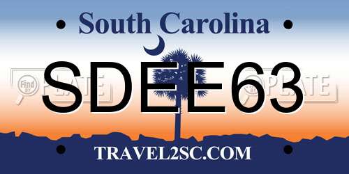 SDEE63 South Carolina License Plate