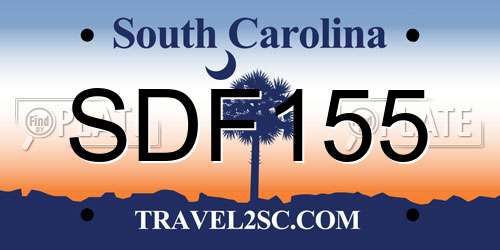 SDF155 South Carolina License Plate