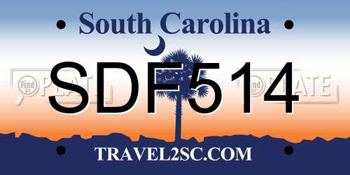 SDF514 South Carolina License Plate