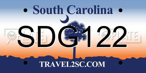 SDG122 South Carolina License Plate