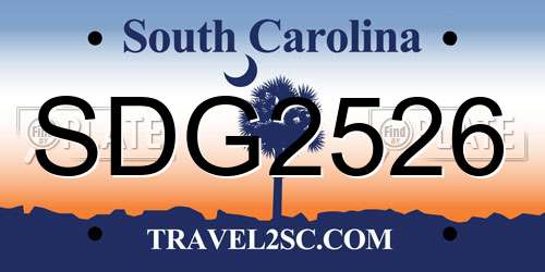 SDG2526 South Carolina License Plate