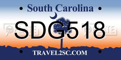 SDG518 South Carolina License Plate