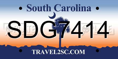 SDG7414 South Carolina License Plate