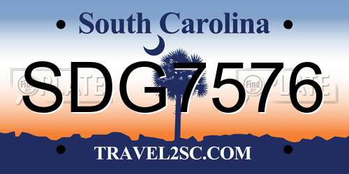 SDG7576 South Carolina License Plate