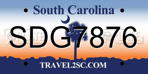 SDG7876 South Carolina License Plate
