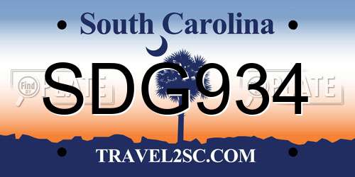 SDG934 South Carolina License Plate