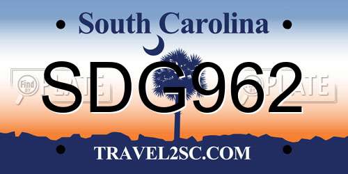 SDG962 South Carolina License Plate