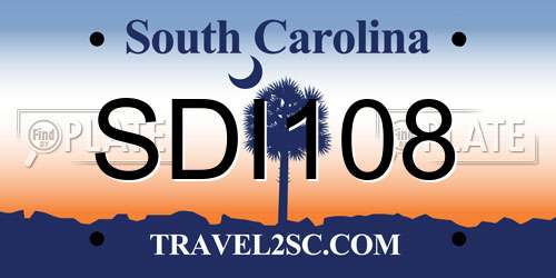 SDI108 South Carolina License Plate