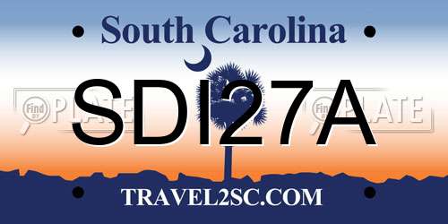 SDI27A South Carolina License Plate