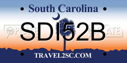 SDI52B South Carolina License Plate