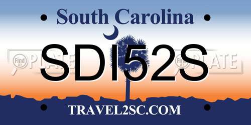 SDI52S South Carolina License Plate