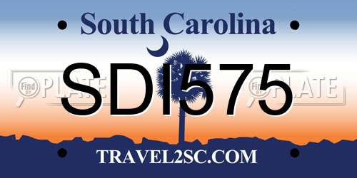 SDI575 South Carolina License Plate