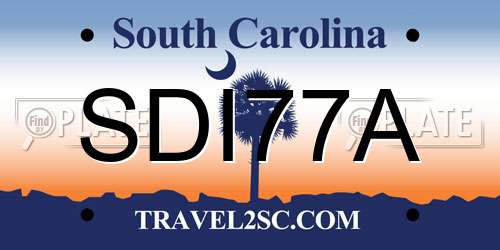SDI77A South Carolina License Plate