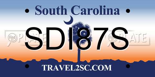 SDI87S South Carolina License Plate