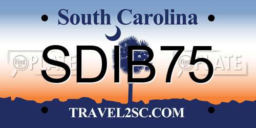 SDIB75 South Carolina License Plate