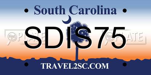 SDIS75 South Carolina License Plate