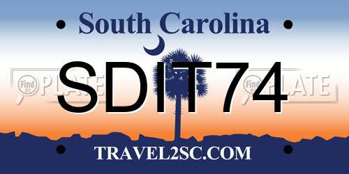 SDIT74 South Carolina License Plate