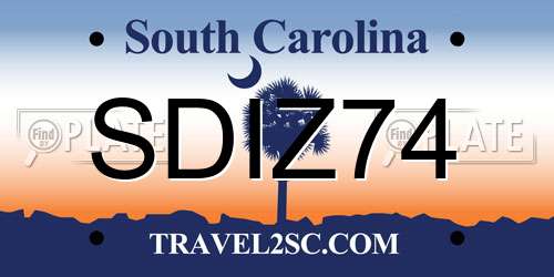 SDIZ74 South Carolina License Plate