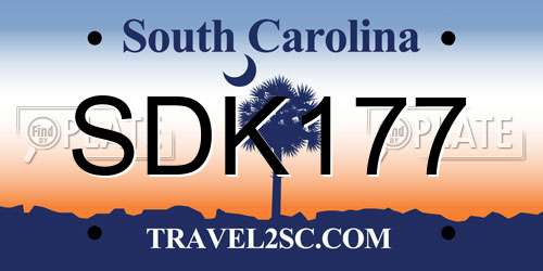 SDK177 South Carolina License Plate