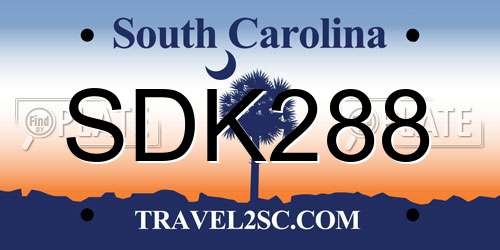 SDK288 South Carolina License Plate