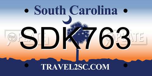 SDK763 South Carolina License Plate