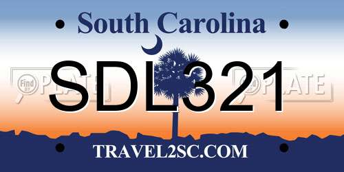 SDL321 South Carolina License Plate