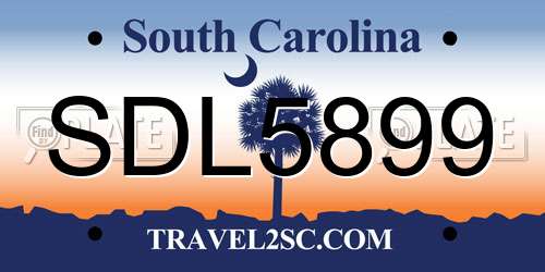 SDL5899 South Carolina License Plate