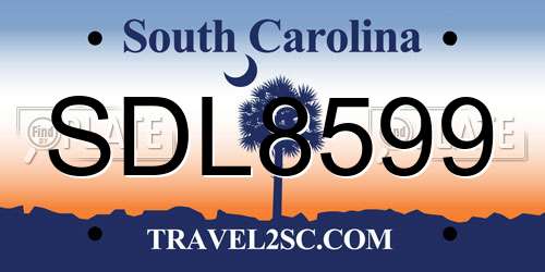 SDL8599 South Carolina License Plate