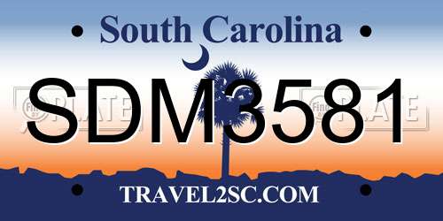 SDM3581 South Carolina License Plate