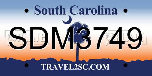 SDM3749 South Carolina License Plate