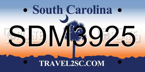 SDM3925 South Carolina License Plate