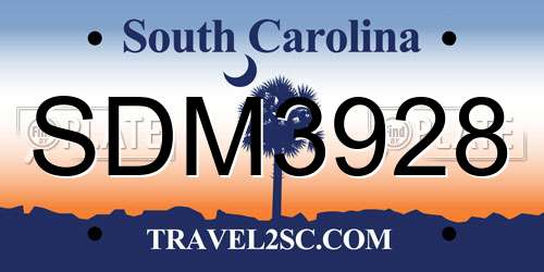 SDM3928 South Carolina License Plate