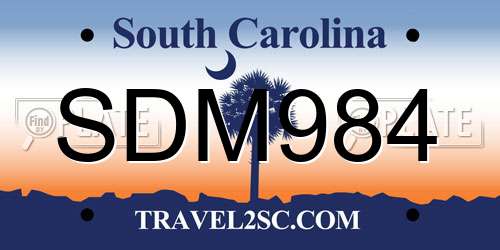 SDM984 South Carolina License Plate