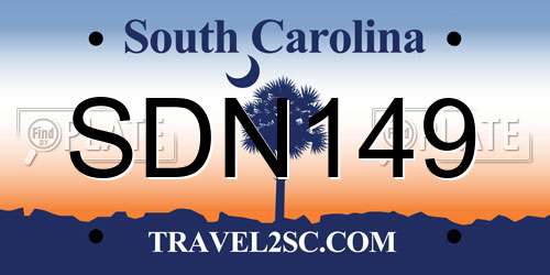 SDN149 South Carolina License Plate