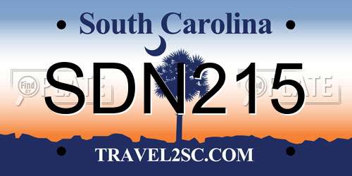 SDN215 South Carolina License Plate