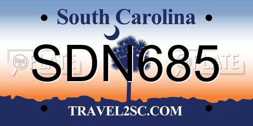 SDN685 South Carolina License Plate